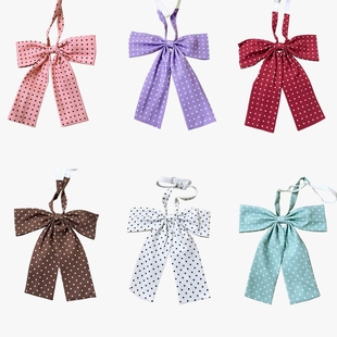 jk格裙圆点领结衬衫蝴蝶结领绳女平角羽根领结波点长柄大蝶型配饰