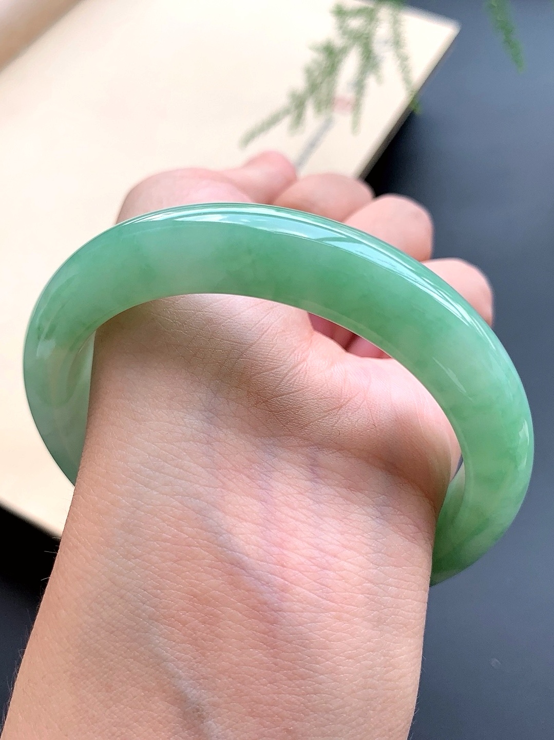 晴水冰糯芙蓉种满绿天然缅甸翡翠玉石手镯送妈妈旺夫玉石手镯