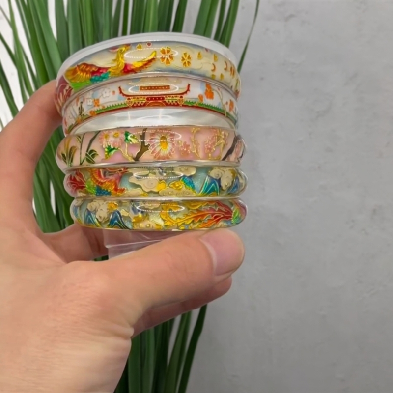 足银999珐琅彩手镯女新中式国风气质手环礼物