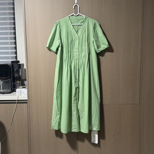 女2025外貿(mào)新款 舒適 純棉連衣裙襯衫 323 裙 休閑款 二色V領短袖 時尚
