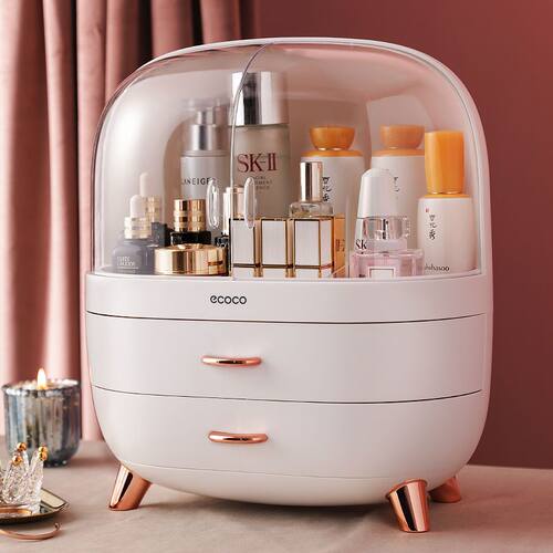 意可可化妆品收纳盒防尘置物架