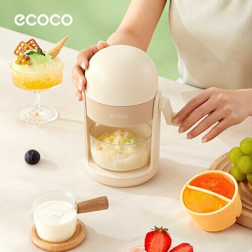 ecoco手动刨冰机家用小型雹冰机绵绵冰沙机手摇碎冰机摆摊不插电