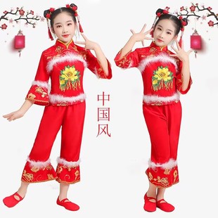 新款六一儿童秧歌演出服幼儿喜庆开门红表演服装中国结灯笼服女童
