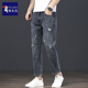 啄木鸟破洞九分牛仔裤 子 纯棉舒适百搭宽松直筒潮流裤 男士 秋冬新款