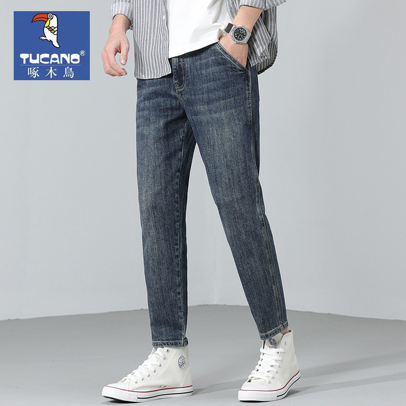 啄木鸟男装九分牛仔裤秋冬