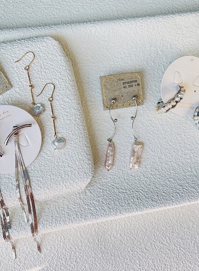 日本KAZA耳环不规则贝壳耳饰蛇骨链长链耳钉修饰脸型气质优雅耳勾