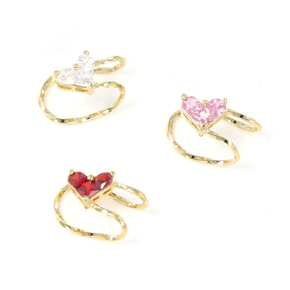 日本OSEWAYA耳骨夹鸡心耳廓夹钻石切割闪亮小巧爱心无耳洞耳饰女