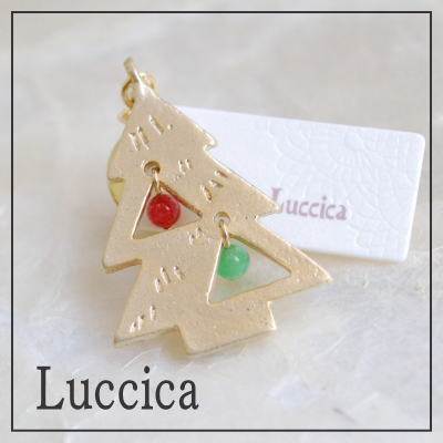 日本Luccica圣诞节系列天然石圣诞树胸针日常休闲女
