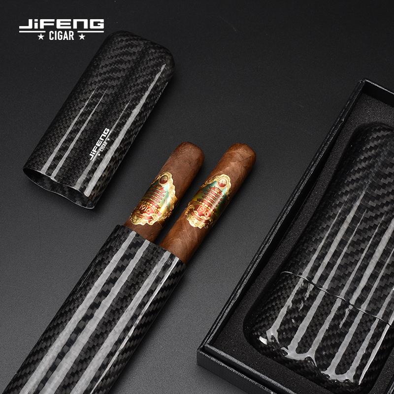 JIFENG季风两三支装恒保湿套烟盒送礼品超轻坚硬碳纤维雪茄便携管
