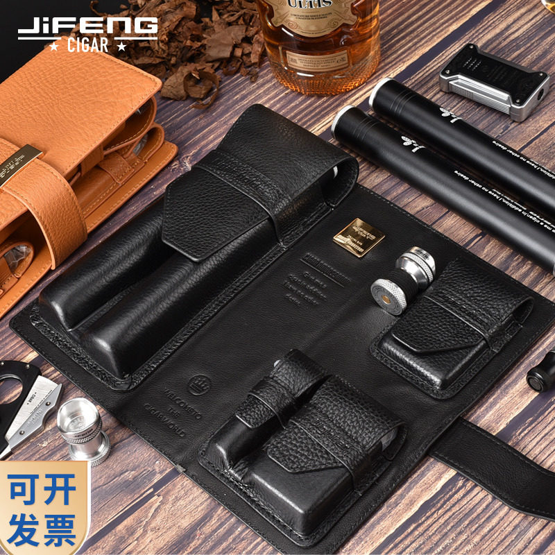 JIFENG季风打火机雪茄剪雪茄管鳄鱼皮纹雪茄包送礼自用便携雪茄包