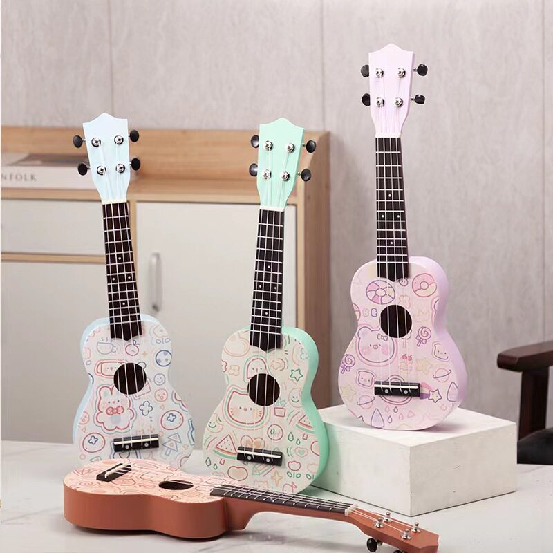 尤克里里初学者男女学生儿童小吉他琴桃花芯木入门高颜值涂鸦乐器