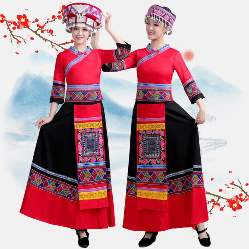 56个少数民族特色传统仡佬族演出服成人舞台合唱歌舞表演服舞蹈服