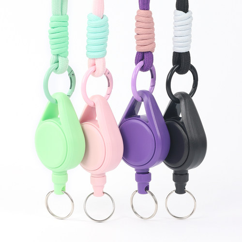 拼色编织绳易拉伸缩扣钢丝绳高回弹伸缩钥匙扣防丢防盗扣快装环