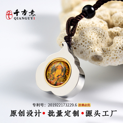 定制图案楞严经绿度母药师佛菩提叶嘎乌盒空心吊坠挂件女项链