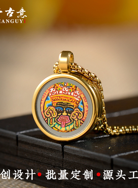 千古意通用钛钢手绘唐卡画吊坠