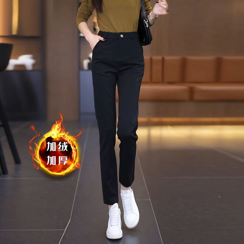 休闲加厚加绒直筒裤女2025春秋