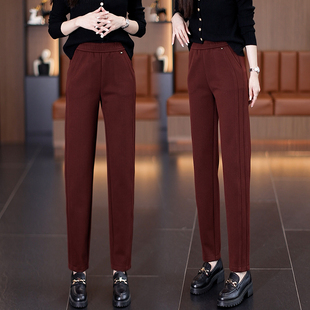 松紧腰百搭显瘦加厚小脚烟管休闲裤 女秋冬2025新款 直筒裤 毛呢窄版
