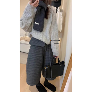 实价现货灰色毛衣灰色休闲裤 女秋冬穿搭一整套高级感两件套厚 套装