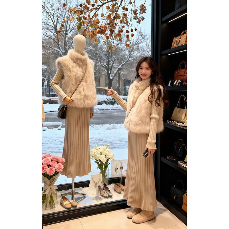 法式高级感气质修身显瘦连衣裙女时髦短款马甲外套套装,女装/女士精品,时尚套装,淘宝优惠券,粉丝福利购,淘宝优惠卷