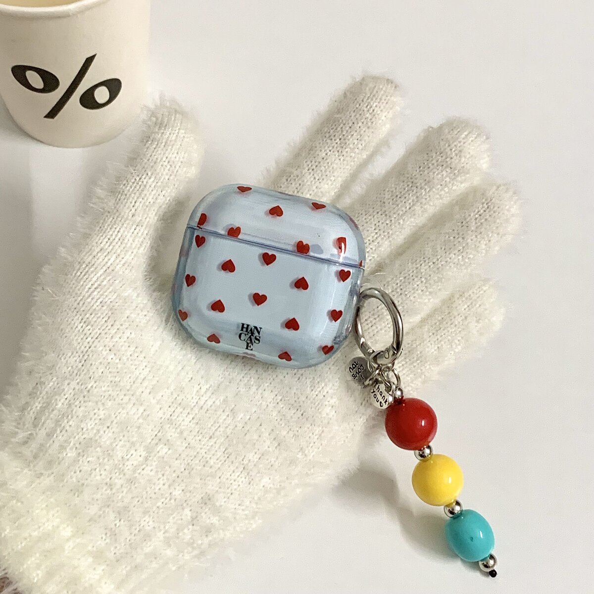 耳机套 韩系蓝底红爱心适用苹果 AirPods Pro 第二代 新款耳机壳AirPods 1/2防摔AirPods 3简约保护套AirPods