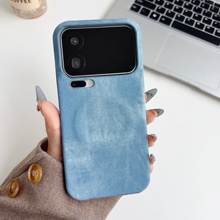 港风牛仔布纹带磁吸适用小米17Promax手机壳新款素皮耐脏小米15pro简约个性半包防摔外壳