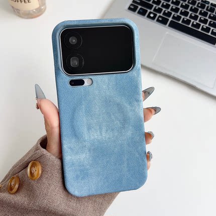 港风牛仔布纹带磁吸适用小米17Promax手机壳新款素皮耐脏小米15pro简约个性半包防摔外壳