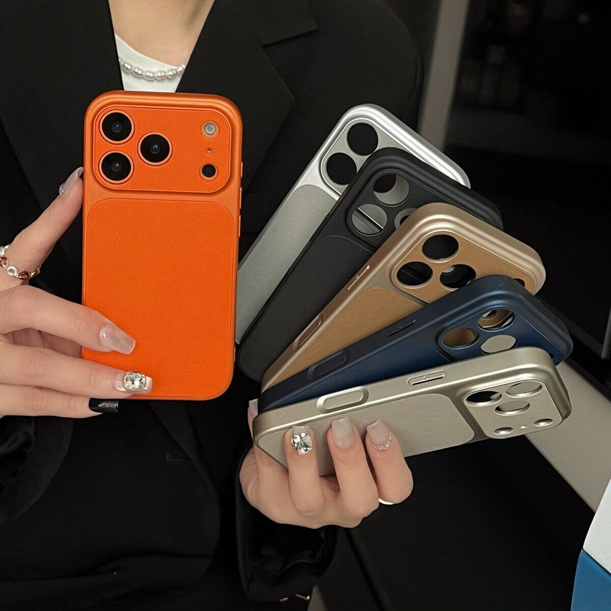 网纯色皮壳适用于苹果14时尚手机壳爆款17promax手机保护套