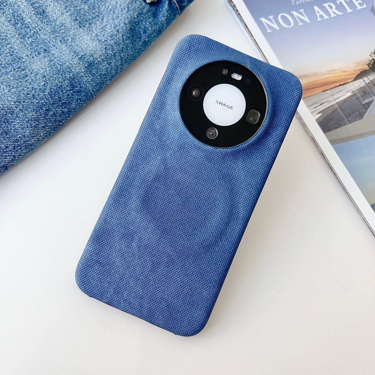 港风个性牛仔纹适用华为Mate80pro手机壳新款素皮耐脏mat