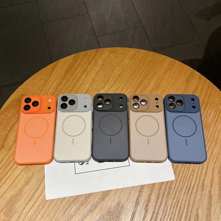 【双色肤感鹰眼】适用于苹果17Promax磁吸手机壳新款细圈磁吸16Pro肤感全包镜头15Promax防摔手机壳