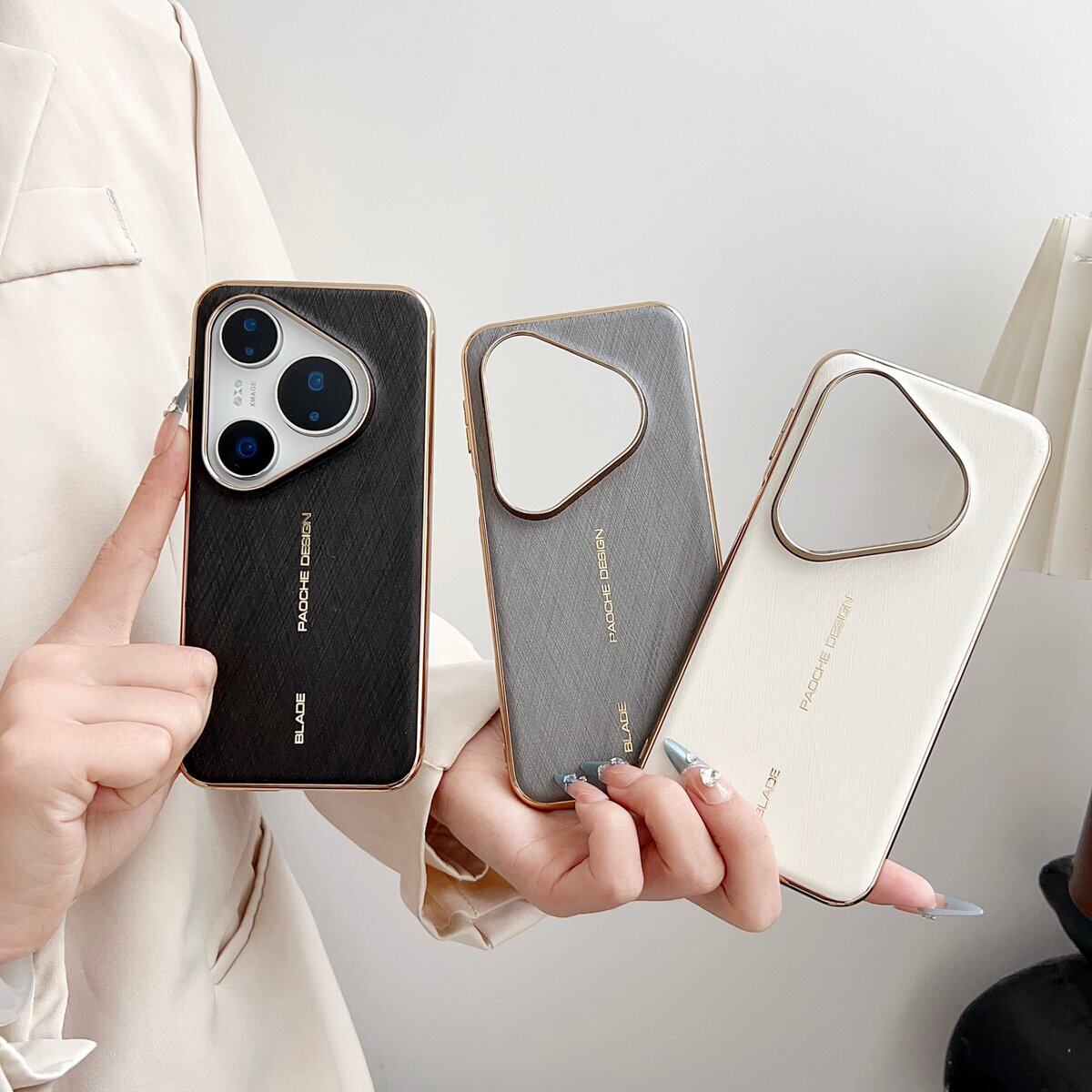 金丝银锦轻奢适用华为pura80ultra手机壳奢华商务素皮pu