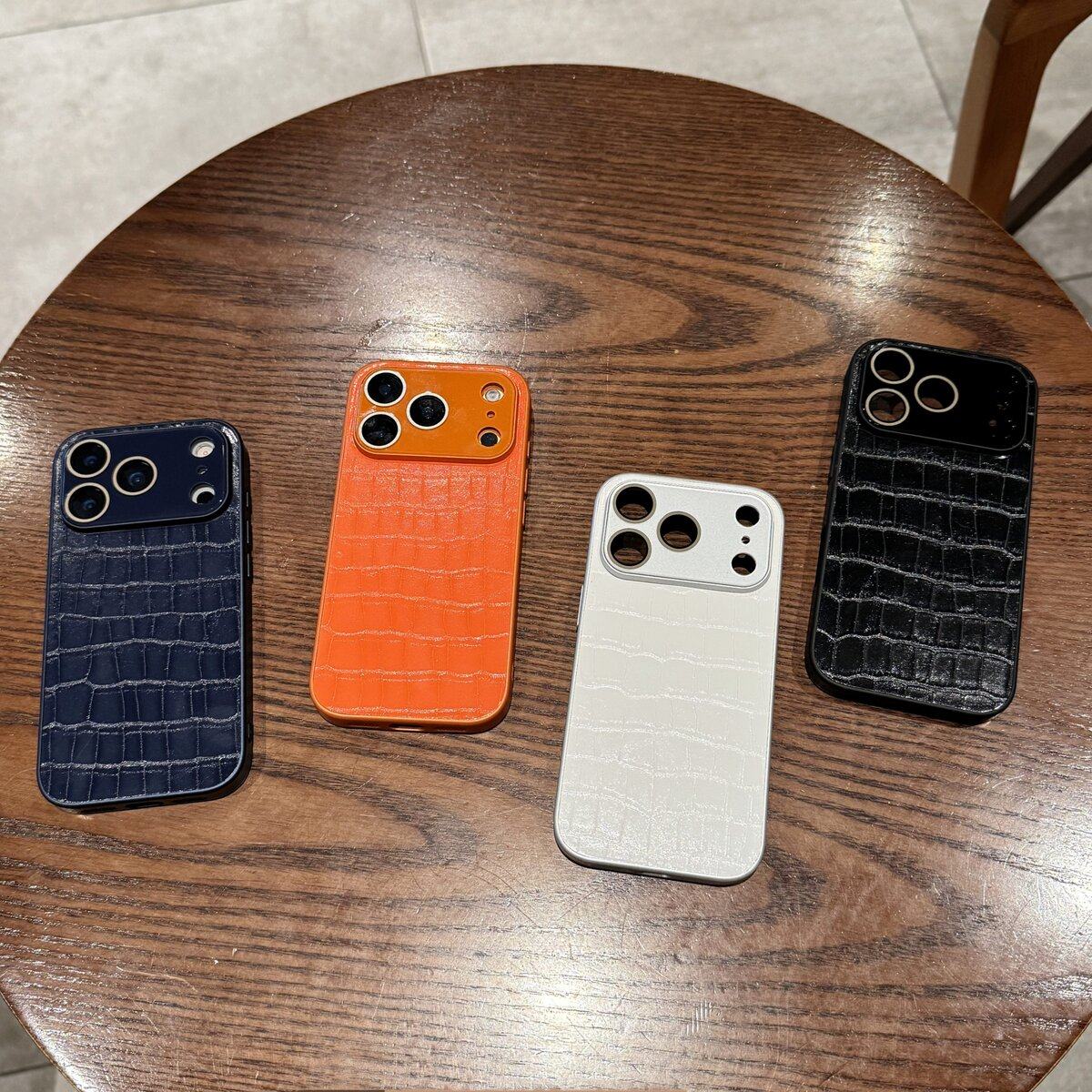 轻奢高级感鳄鱼纹皮质适用17promax手机壳16plu保护套1