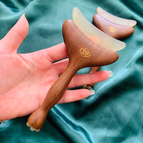 御用木升级款羊角板按摩梳小推子脸部经络拨筋棒眼霜棒儿童推拿