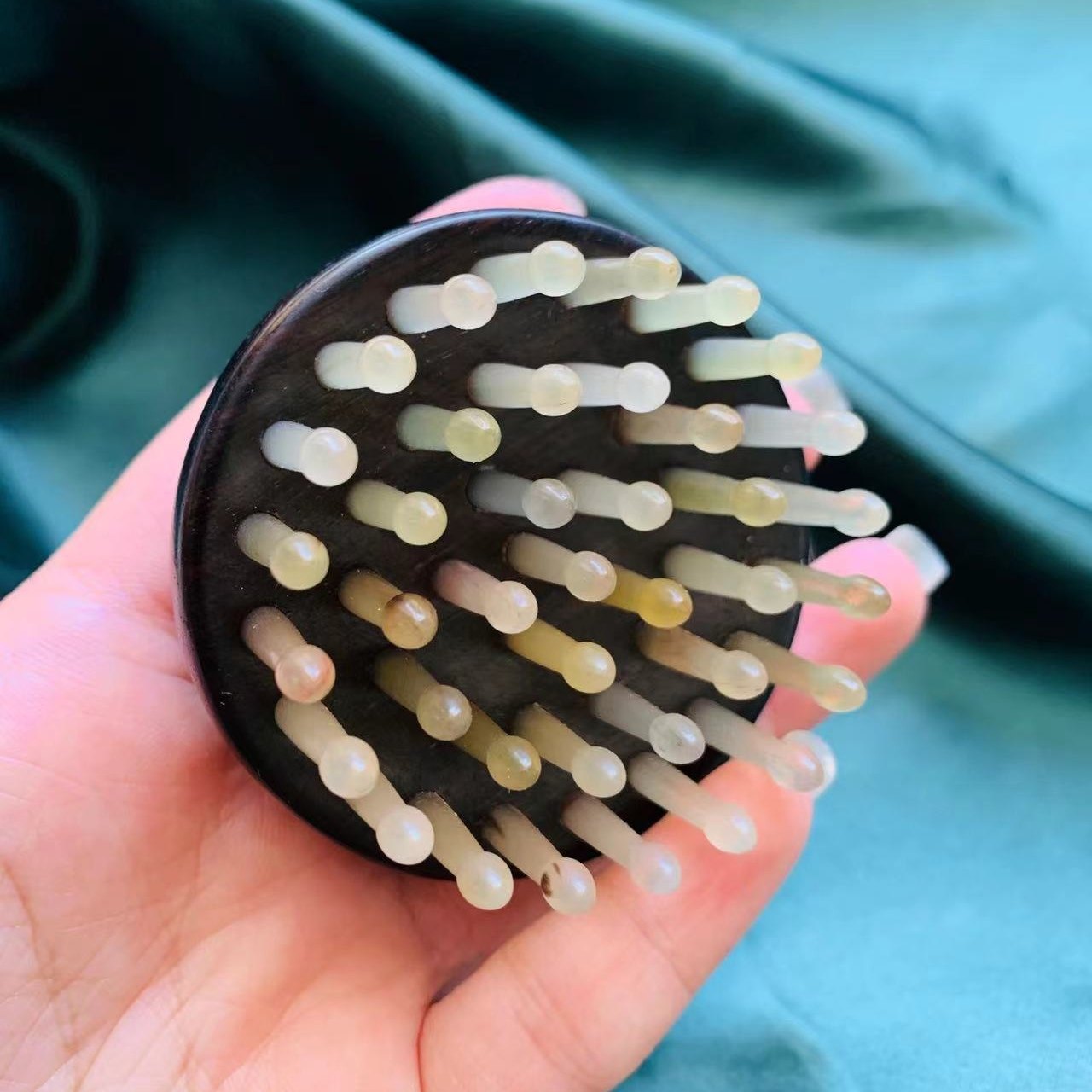 紫光檀木绿檀木羊角39钉折叠指环按摩头部头疼掉发疏通经络包包梳,家庭/个人清洁工具,梳子/化妆梳/按摩梳,淘宝优惠券,粉丝福利购,淘宝优惠卷