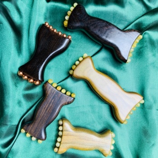 绿檀木羊角金珠樽紫光檀面部筋膜提升法令纹苹果肌下颚线脸部按摩