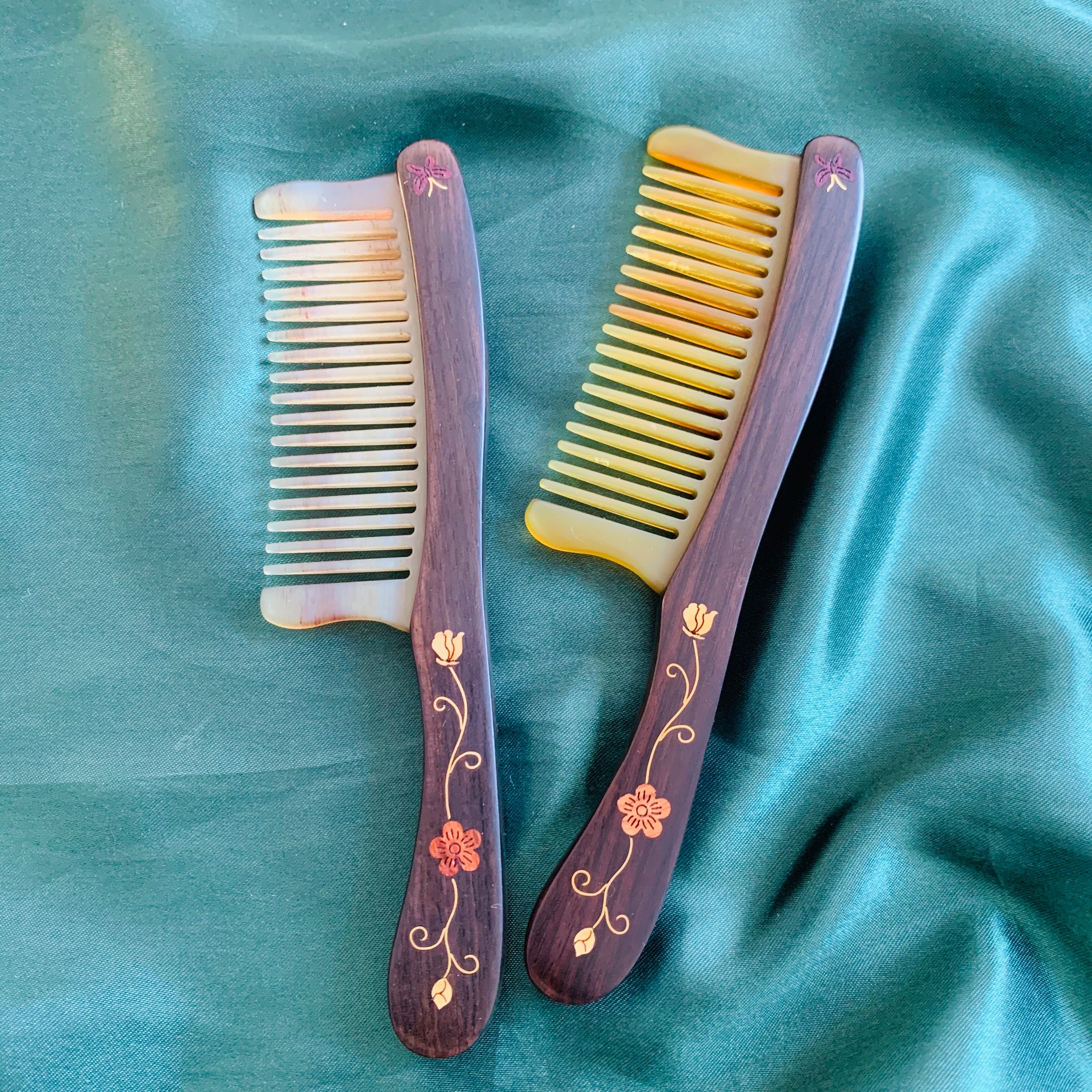 天然紫光檀木镶嵌握把顺发梳羊角梳齿按摩梳便携家用防静电礼品梳,家居饰品,木雕,淘宝优惠券,粉丝福利购,淘宝优惠卷