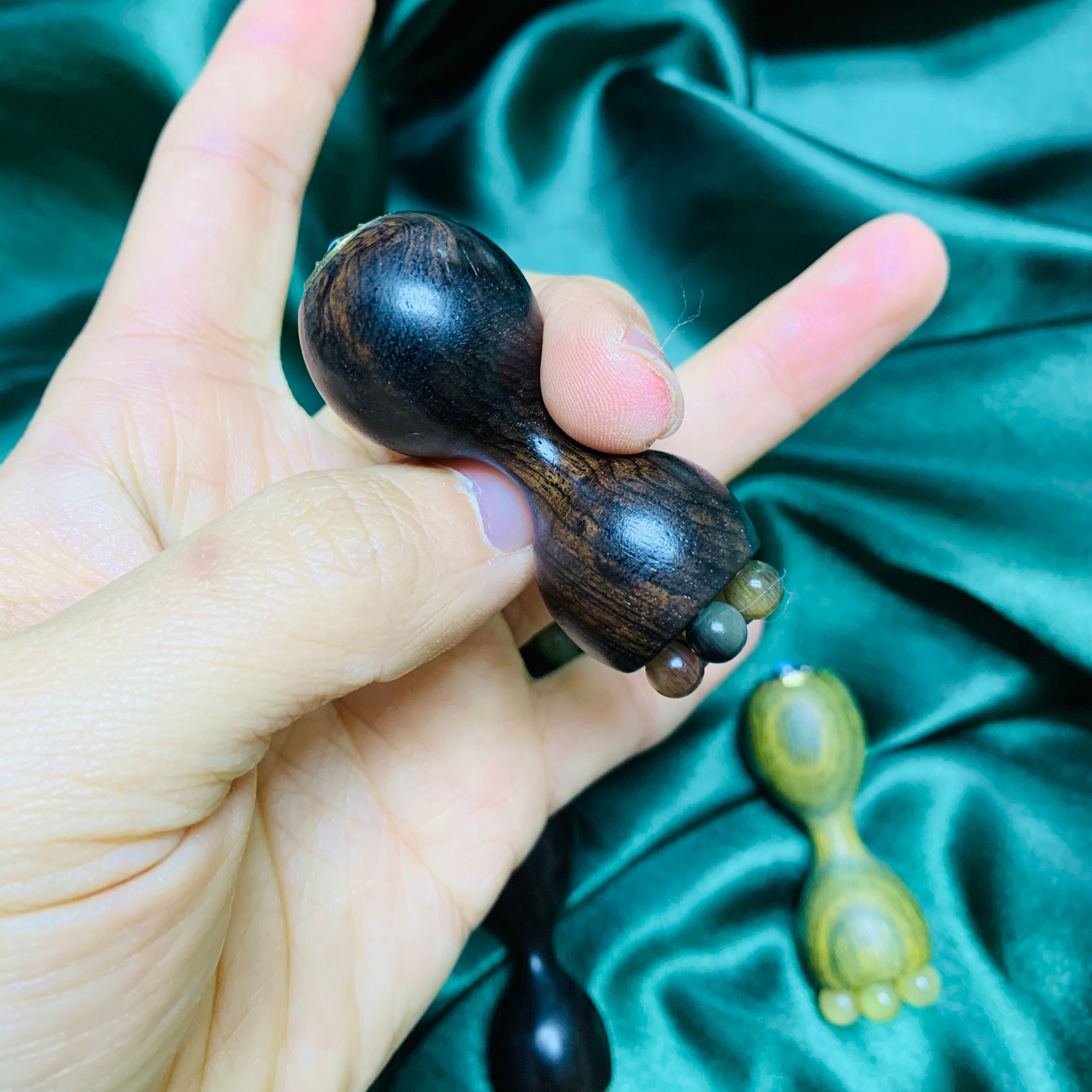 朱雀三啄紫光檀小莲蓬羊角绕指柔绿檀眼部面部拨筋点穴棒盘玩提拉,保健用品,按摩刮疗片/板,淘宝优惠券,粉丝福利购,淘宝优惠卷