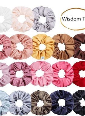 30Colors Silk Hair Scrunchie Satin Hair Bands Elastic Solid