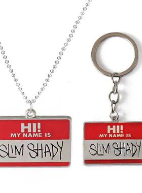 keychain eminem Letter Hi My Name Is Slim Shady Metal Badge