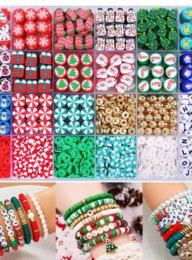 300Pcs Christmas Themed Clay Beads Charms for DIY Jewelry Ma
