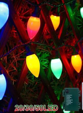 Battery C7 Bulbs Christmas String Lights Remote Control LED