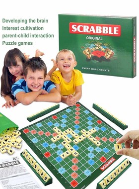 Scrabble Board Puzzles Game Jigsaw-Words Spelling-Table Kids