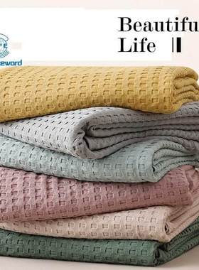 Summer Waffle Plaid Cotton Bed Blanket Throw Thin Quilt Knit
