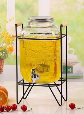 The glass jug bucket with tap water dispenser glass juice