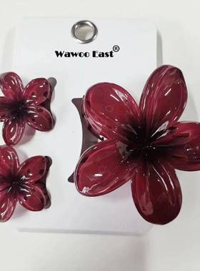 3PCS/SET Summer Flower Hair Claw for Women 8CM*1+4CM*3 Cute