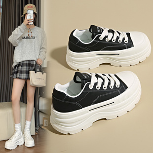 赵露思同款8CM内增高小白鞋女春季外穿小个子厚底配裙子休闲板鞋