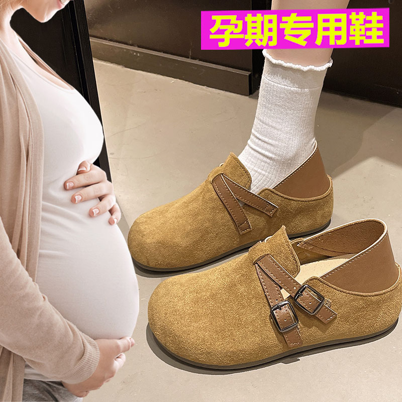 超软两穿孕妇鞋子女2026年早秋新款外穿防滑软底一脚蹬懒人勃肯鞋图片