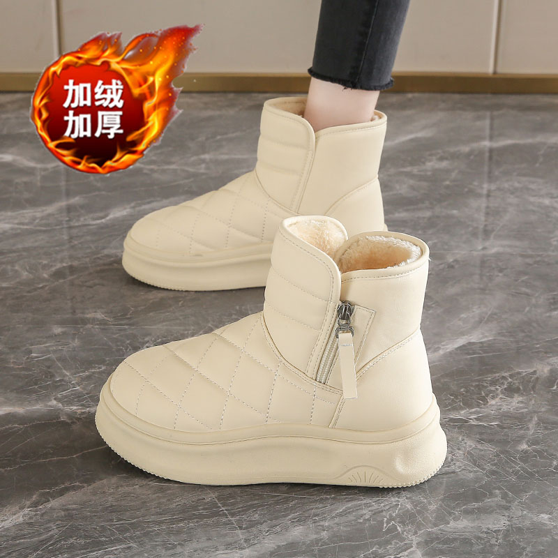 雪地靴女2025新款冬季加绒加厚保暖孕妇外穿时尚厚底大棉鞋短靴34