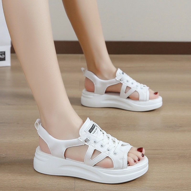 孕妇运动凉鞋女2025新款夏季镂空老爹鞋透气小白鞋休闲百搭罗马鞋