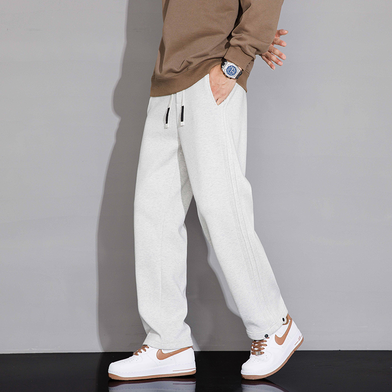 2025秋冬新款青少年加长男裤垂感直筒百搭松紧腰针织运动卫裤