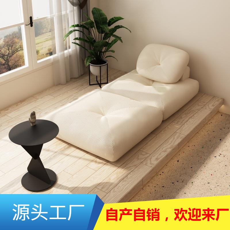 北欧小安吉沙发发户型油诧寂风布艺沙豆发腐块无扶手可拆模块榻榻
